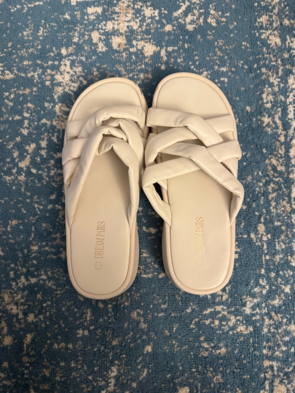 Dream Pairs White Braided Slide Sandals — Padded Cross-Strap